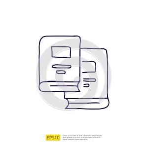 stack book doodle icon for education and back to school concept. stroke line sign symbol vector illustration