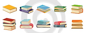 Stack of book vector image, piles of books in flat design style, school textbooks for education