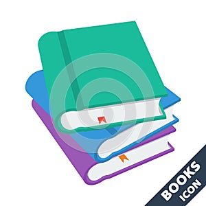 Stack of books 3D vector icon in flat style