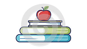 Stack of Books with Apple for Education Knowledge, vector design Generative AI