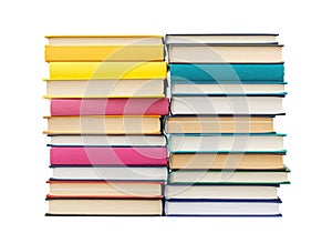 A stack of books with a blue book in the middle AI Generated