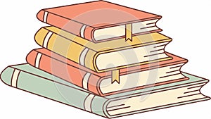 Stack of Books with bookmark Illustration, vector design Generative AI