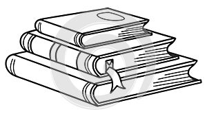 Stack of Books with Bookmark Vector Outline Icon, vector design Generative AI