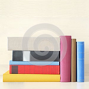 Stack of books in the bookself