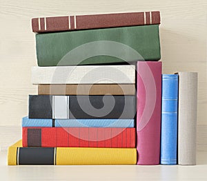 Stack of books in the bookself