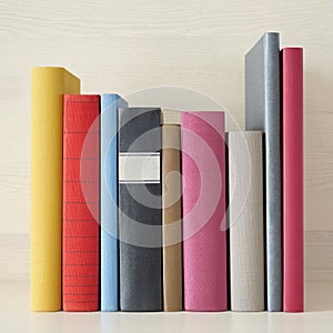 Stack of books in the bookself