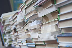 stack of books in Bookstore