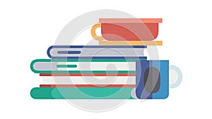 Stack of Books with Coffee Cup Vector, Education Reading Concept, vector design Generative AI