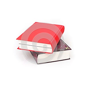 Stack of books in colour covers with white sheets