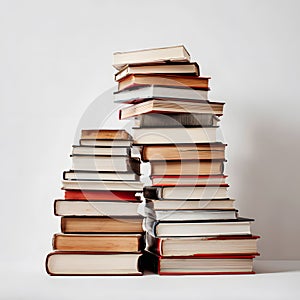 A Stack of books cutout books isolated on a transparent background