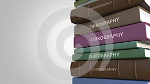 Pile of books on CHIROGRAPHY, 3D rendering