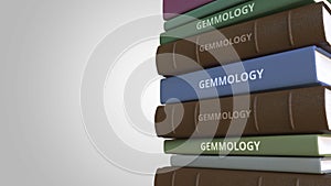 Pile of books on GEMMOLOGY, 3D rendering photo