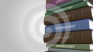 Stack of books on VENEREOLOGY, 3D rendering
