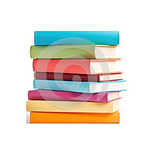 A stack of books. Different-colored books lie in a stack