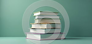 Stack books. Education concept. Learning from books, knowledge, wisdom, library reading. Study at school, college, university.