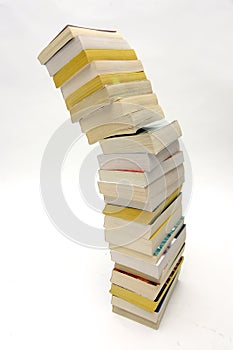 Stack of books falling