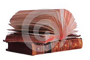 Stack of books with fanned pages