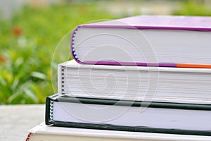 Stack of Books in The Garden