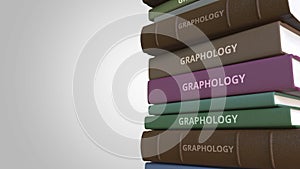 Stack of books on GRAPHOLOGY, 3D rendering