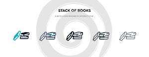 Stack of books icon in different style vector illustration. two colored and black stack of books vector icons designed in filled,