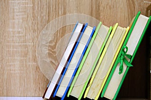 Stack of books  on background.Education, study.