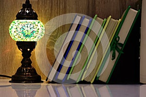 Stack of books  on background.Education, study.