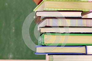 Stack of books  on background.Education, study.