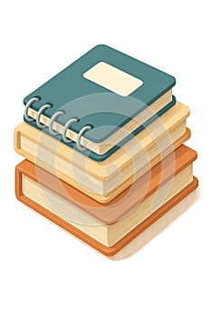 Stack of books isolated on transparent background, back to school