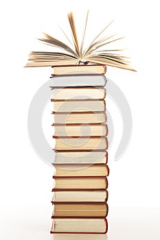Stack of books isolated on white background. Education concept. Back to school.