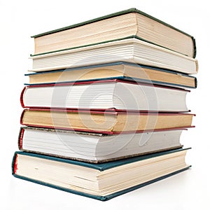 Stacked books isolated on white background