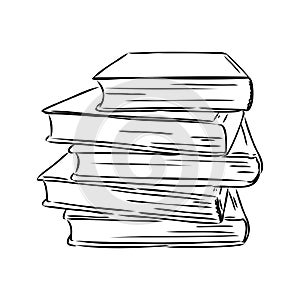 Stack of books isolated on white, Hand Drawn Sketch Vector illustration.