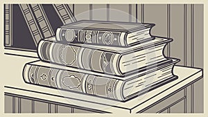 Stack of books, knowledge and learning theme vector design Generative AI