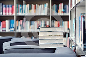 Stack of books in a library