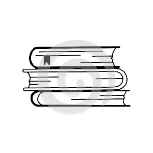 Stack of books. Line drawing. Vector