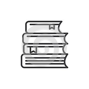 Stack of books line icon, outline vector sign, linear style pictogram isolated on white.