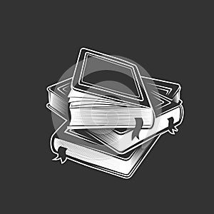 Stack of books in monochrome style. Vector illustration