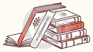 Stack of Books with Open Book, Education, Reading Knowledge Vector, vector design Generative AI