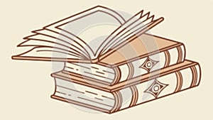 Stack of books with open one on top, inviting learning, vector design Generative AI