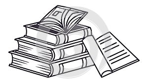 Stack of Books with Open Pages, Education, Knowledge, Learning, vector design Generative AI