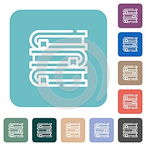 Stack of books outline rounded square flat icons