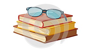 Stack of Books with Reading Glasses, Education & Wisdom, vector design Generative AI