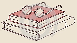Stack of Books with Reading Glasses, Knowledge Study Icon, vector design Generative AI