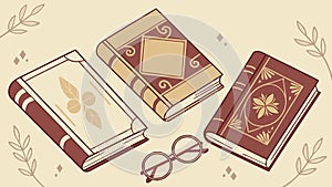 Stack of Books with Reading Glasses, Study and Knowledge, vector design Generative AI