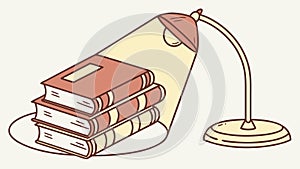 Stack of Books with Reading Lamp: Knowledge Learning, vector design Generative AI
