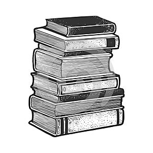 Stack of books sketch vector illustration