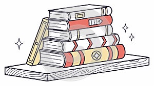 Stack of books with star, education knowledge vector graphic, vector design Generative AI