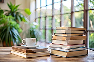 Stack of books on the table