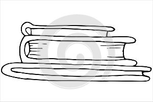 Stack of books and textbooks for school, library, vector illustration in doodle style, coloring book