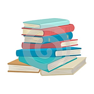 Stack of books and textbooks. Vector Isolated Object