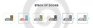 Stack of books vector icon in 6 different modern styles. Black, two colored stack of books icons designed in filled, outline, line